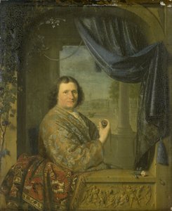 Portret van een man met een horloge door Pieter van Slingelandt