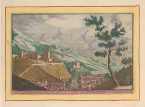 Gezicht op Granada en de gebouwen van het Alhambra door Pieter van den Berge