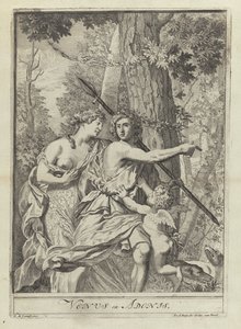 Prent 11 uit serie tekenvoorbeelden met Venus en Adonis