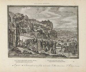 Landschap met de verdrijving van Hagar en Ismaël door Abraham door Pieter van der Borcht (I)