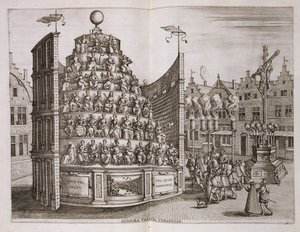 Illustratie van een verplaatsbaar theater, uit 