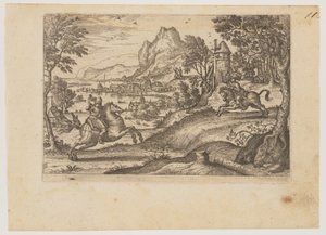 Twee ruiters en herder door Pieter van der Borcht