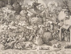 Pride Superbia, uit de serie De Zeven Hoofdzonden, 1558 door Pieter van der Heyden