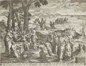 Wonderbare visvangst en wonderbare spijziging door Pieter van der Heyden