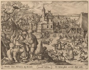 Winter door Pieter van der Heyden after Hans Bol