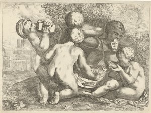 Bacchanaal met vijf putti