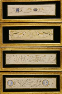 Vier ontwerpen voor frieses, ca. 1823 door Pietro (attr. to) Ghinelli