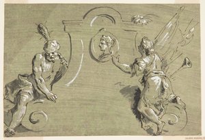 Project voor een deel van een geschilderde decoratie door Pietro Antonio Novelli