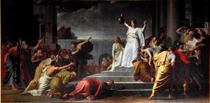 Judith toont het onthoofde hoofd van Holofernes aan het volk