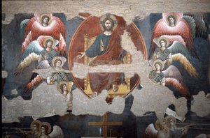 Het Laatste Oordeel Christus overwint. (Detail) - Fresco door Pietro Cavallini