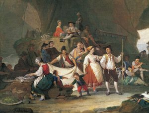 Ontbijt aan zee, door Pietro Fabbris (1740-1792) (detail)