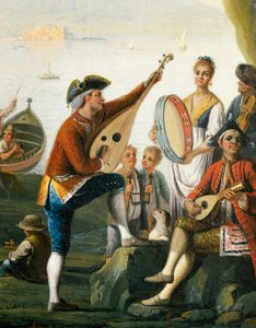 Scènes uit het dagelijks leven in een grot in Posillipo, door Pietro Fabris (detail)