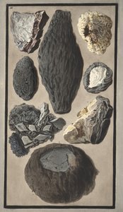Specimens van vulkanisch materiaal, uit 