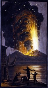 De uitbarstende Vesuvius. Deze gouache werd uitgevoerd door Pierre Fabris, op verzoek van Sir William Hamilton, Engelse ambassadeur in Napels door Pietro Fabris