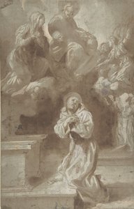 Christus en de Maagd verschijnen aan Sint Franciscus door Pietro Faccini