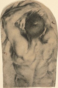 Half-Lengte Liggende Mannelijke Naakt Gezien van Achteren, c.1590 door Pietro Faccini