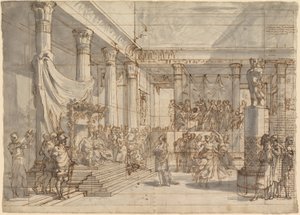 Timotheus Speelt de Lier voor Alexander en Thaïs in de Hal van het Paleis van Persepolis door Pietro Fancelli