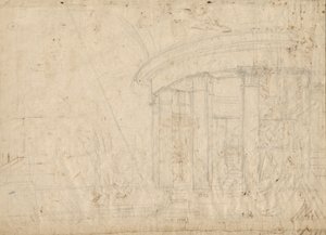 Architectonische Fantasie op een Rond Tempel Omgeven door een Wandelgang (verso)