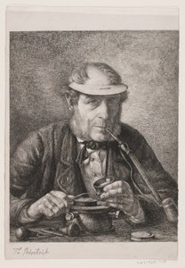 Portret van de vader van de kunstenaar, medailleur F.C. Krohn door Pietro Købke Krohn