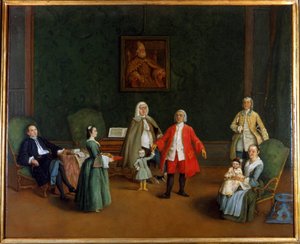 Familieportret, Pietro Longhi (1702 - 1785), olieverfschilderij, Palazzo Levi Montalcini.