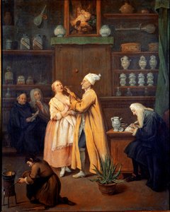De apotheker. Schilderij door Pietro Longhi (1702-1785). 1752 Galleria dell