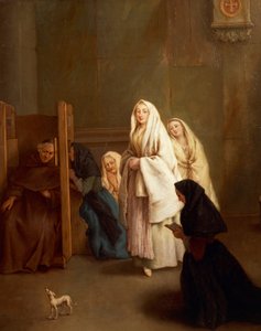 De zeven sacramenten: Biecht door Pietro Longhi