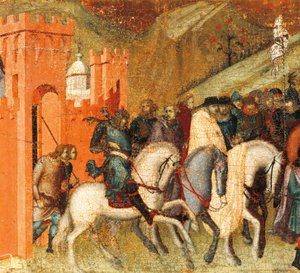 Eerste Karmelieten kluizenaars in de lente van Elia (detail) door Pietro Lorenzetti