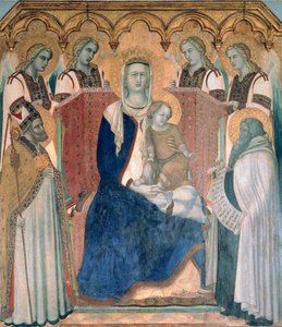 Madonna en kind, heiligen en engelen