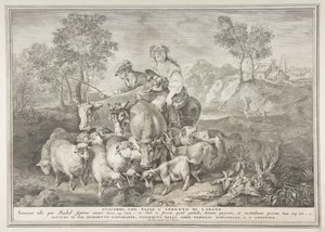 Jacob die de kudde van Laban hoedt door Pietro Monaco