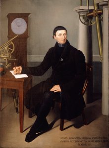 Portret van Barnaba Oriani, astronoom door N. Carducci. 19e eeuw schilderij door Pietro Narducci