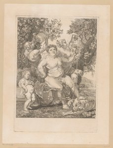 Bacchus op een wijnvat door Pietro Peiroleri