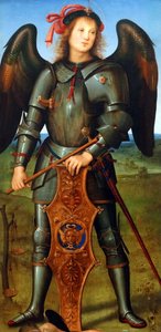 De Maagd en Kind met een Engel, de Aartsengel Rafaël met Tobias en de Aartsengel Michaël (detail)