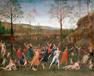 De strijd tussen liefde en kuisheid door Pietro Perugino