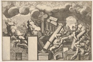 Reuzen Verpletterd door Rotsen en de Vallende Zuilen van de Tempel, Wolken van Rook erboven
