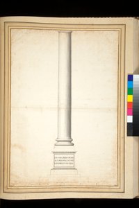 De zuil van Antoninus Pius getoond als gerestaureerd (pen en grijze wassing) door Pietro Santi Bartoli