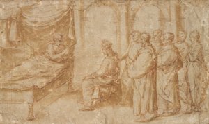 Salomo aan het sterfbed van koning David door Pietro Santo Bartoli