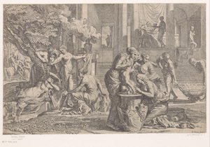 Achilles ondergedompeld in het water van de Styx