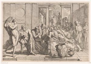 Alcibiades onderbreekt gesprek tussen Socrates en zijn vrienden
