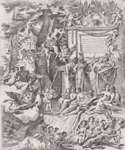Een allegorie ter ere van de aankomst van kardinaal Franciotti als bisschop van Lucca, 1680-1700 door Pietro Testa