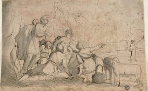 Groep Herders en een Ram door Pietro Testa