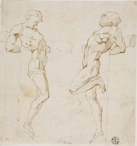 Studies voor Kruisdieven (recto), Schets van figuren (verso) door Pietro Testa