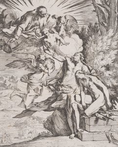 Het offer van Isaac door zijn vader Abraham, ca. 1640-42 door Pietro Testa