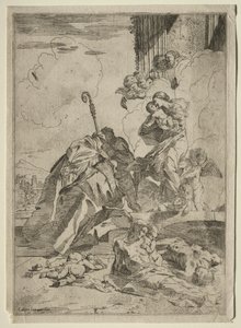 Drie Lucchese heiligen die bij de Maagd Maria bemiddelen voor de slachtoffers van de pest, ca. 1630-31