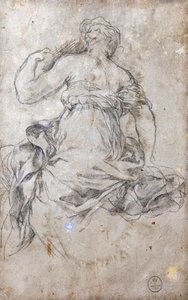 Vrouwelijke figuur, Studie voor de Age of Silver fresco door Pietro da Cortona