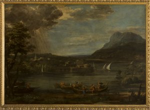 Landschap met de roeping van Sint-Petrus door Pietro da Cortona