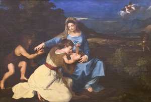 Madonna en kind met heiligen, ca. 1625, naar Titiaan
