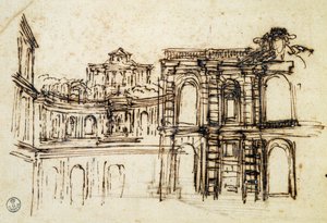 Studie voor theater in Palazzo Pitti in Florence door Pietro da Cortona