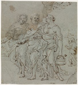 Lot en zijn dochters recto Schets voor Lot en zijn dochters verso door Pietro da Cortona