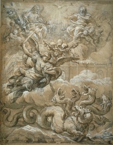 De Heilige Drie-eenheid met Sint Michael die de Draak Overwint, 1666 door Pietro da Cortona