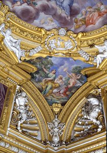 De Sala di Apollo detail van pendentief met de muzen Polyhymnia en Erato (detail)
